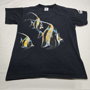 Vintage Harlequin Moorish Idol Fish The Greenville Aquarium Souvenir T-shirt USA